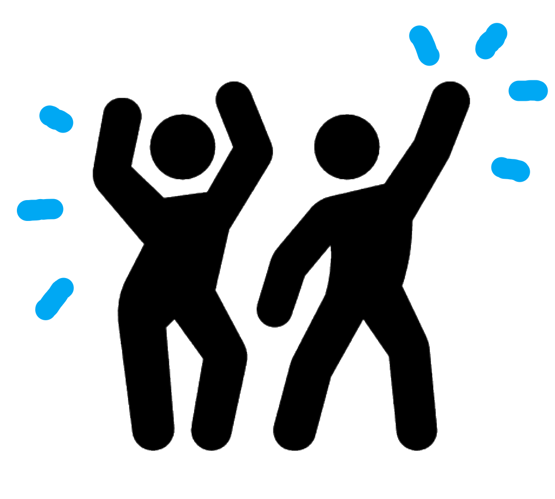 A picture of two black stickmen in energetic poses.