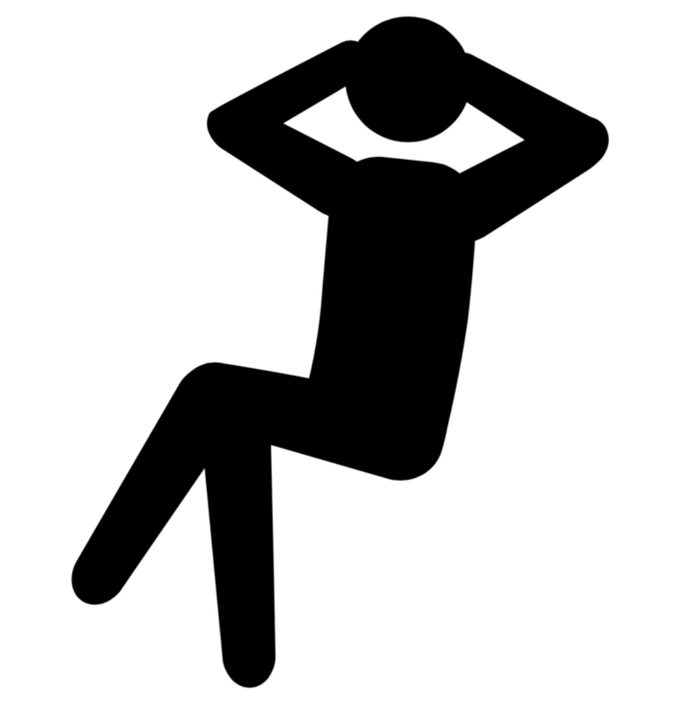 A picture of a black stickman in a laidback pose.